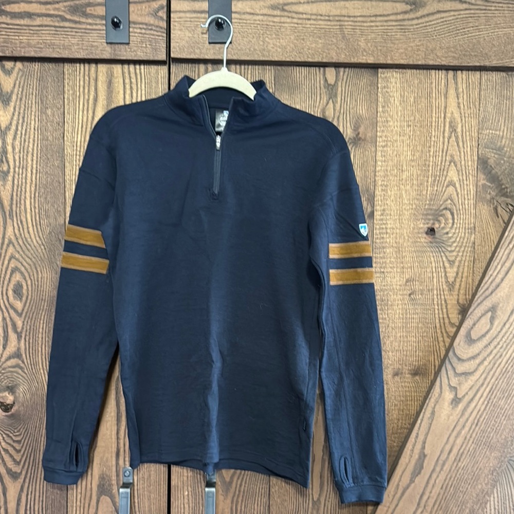 Kuhl 100% Merino Wool Navy Quarter-Zip Pullover
